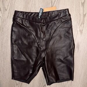 SKIMS Dark Brown Faux Leather Shorts